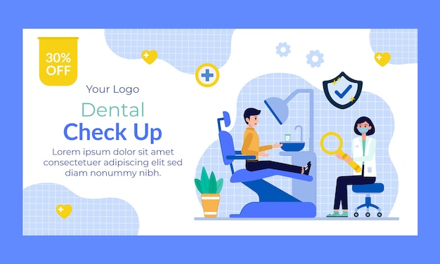 Vecteur gratuit modèle de promotion de médias sociaux plats pour les entreprises de clinique dentaire