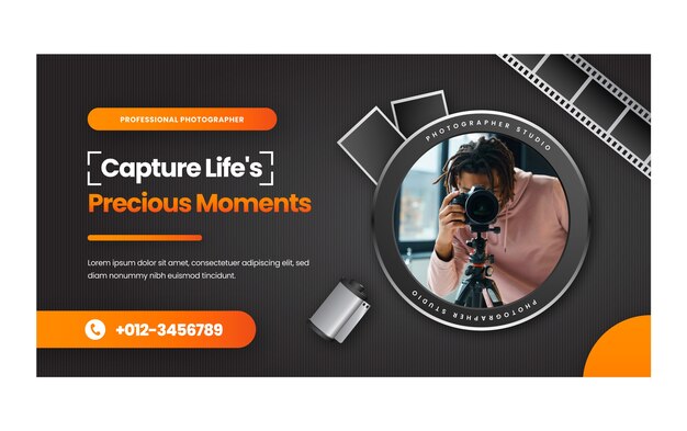 Modèle de promotion de médias sociaux pour la carrière et le passe-temps de photographe
