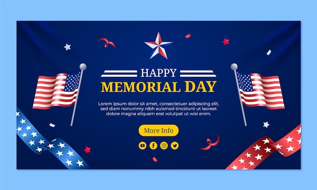 Vecteur gratuit modèle de promotion des médias sociaux pour la célébration du jour du souvenir aux états-unis