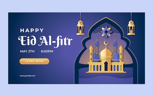 Vecteur gratuit modèle de promotion de médias sociaux de style papier eid al-fitr