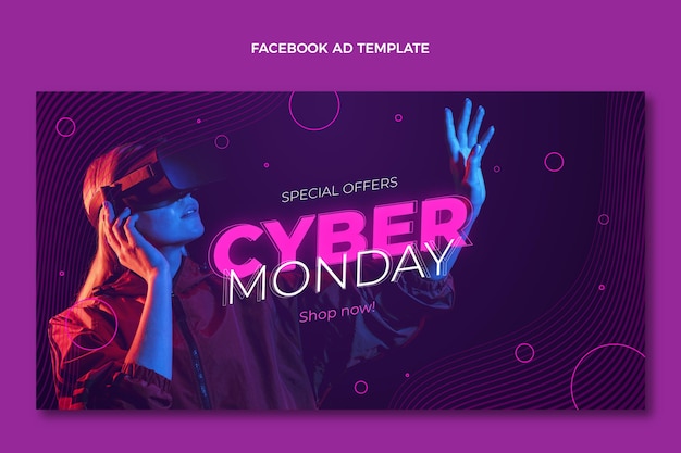 Vecteur gratuit modèle de promotion réaliste sur les réseaux sociaux du cyber lundi