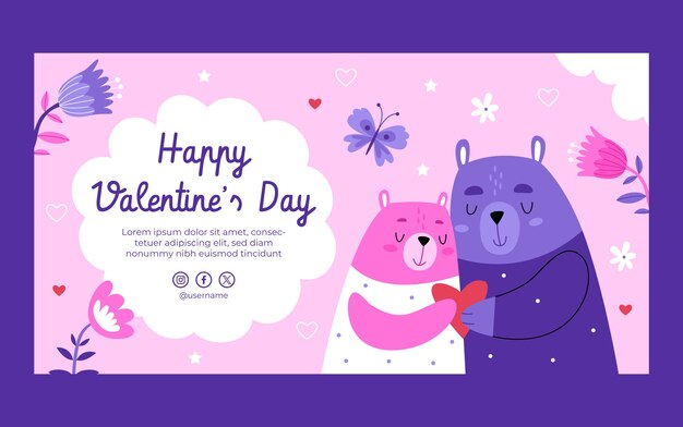 Vecteur gratuit modèle de promotion sur les réseaux sociaux pour la célébration de la saint-valentin