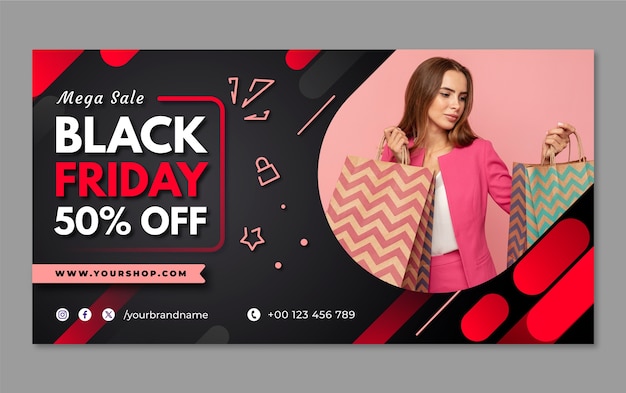 Vecteur gratuit modèle de promotion sur les réseaux sociaux pour les ventes du black friday