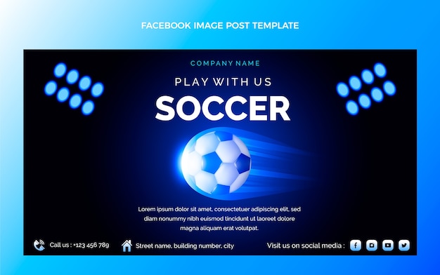 Vecteur gratuit modèle de publication facebook football dégradé