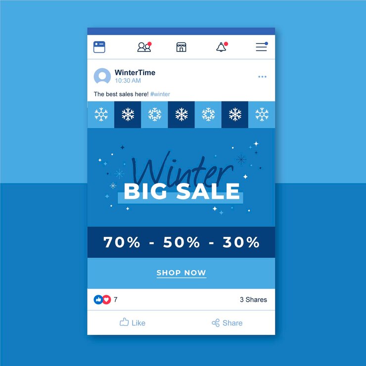 Vecteur gratuit modèle de publication facebook hiver
