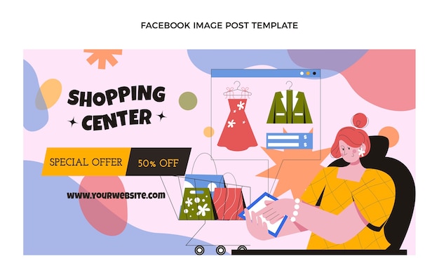 Vecteur gratuit modèle de publication facebook shopping design plat