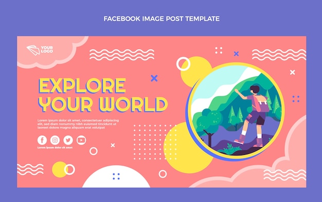 Modèle De Publication Facebook De Voyage Design Plat