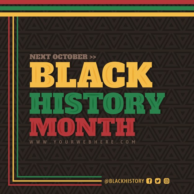 Modèle de publication instagram du mois de l'histoire noire plat dessiné à la main