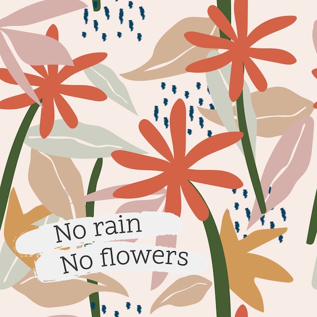 Vecteur gratuit modèle de publication instagram mignon, pas de pluie pas de vecteur de fleurs
