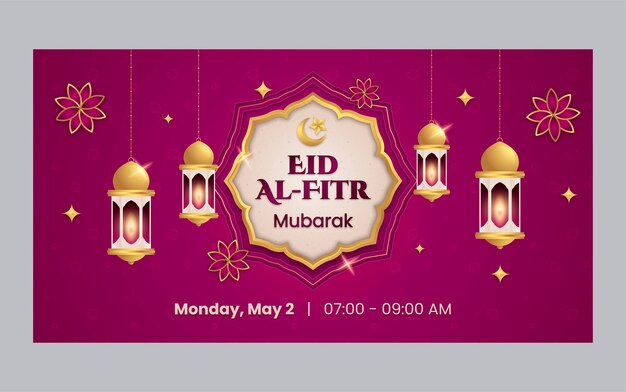 Modèle de publication de médias sociaux dégradé eid al-fitr