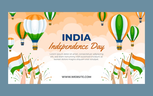 Vecteur gratuit modèle de publication sur les médias sociaux du jour de l'indépendance de l'inde plat
