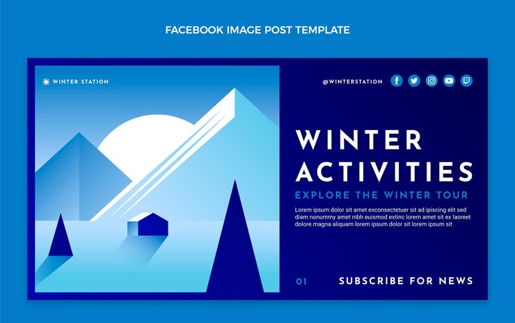 Vecteur gratuit modèle de publication de médias sociaux d'hiver dégradé