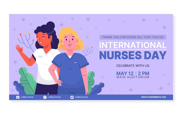 Vecteur gratuit modèle de publication sur les médias sociaux de la journée internationale des infirmières