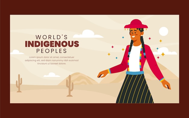 Modèle de publication sur les médias sociaux de la journée internationale des peuples autochtones du monde avec une personne
