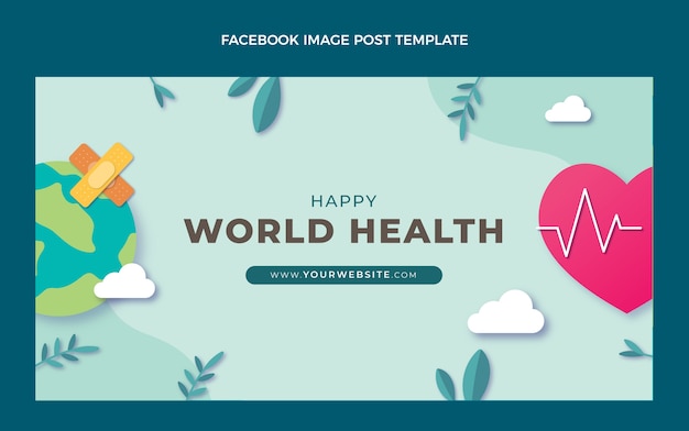 Vecteur gratuit modèle de publication sur les médias sociaux de la journée mondiale de la santé de style papier