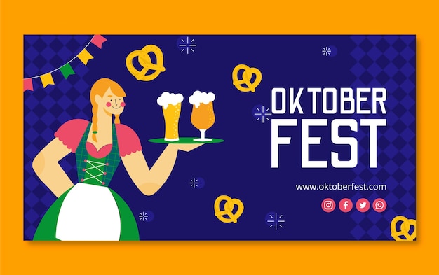 Vecteur gratuit modèle de publication de médias sociaux plat oktoberfest