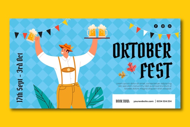 Vecteur gratuit modèle de publication de médias sociaux plat oktoberfest