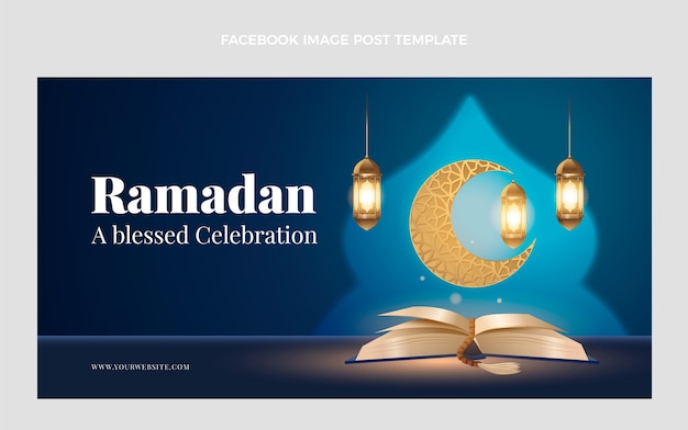 Vecteur gratuit modèle de publication réaliste sur les médias sociaux du ramadan