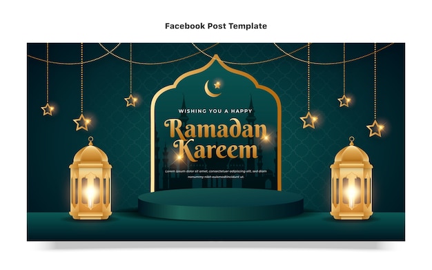 Vecteur gratuit modèle de publication réaliste sur les médias sociaux du ramadan