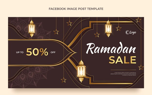 Vecteur gratuit modèle de publication réaliste sur les médias sociaux du ramadan