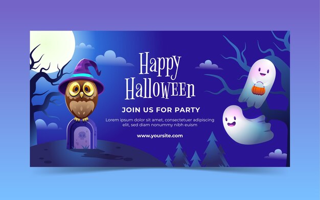 Modèle de publication sur les réseaux sociaux d'halloween en dégradé