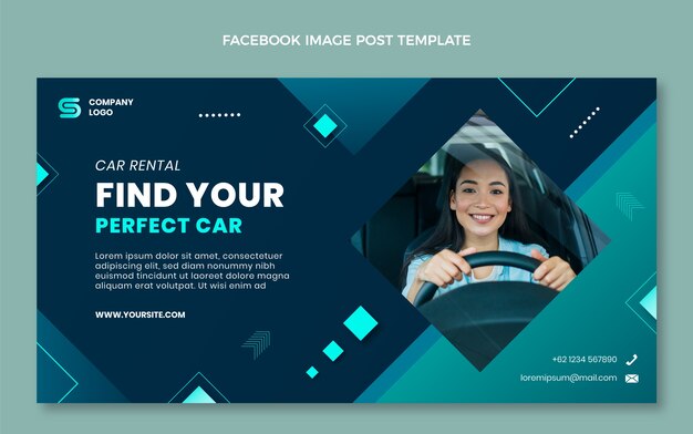 Modèle de publication sur les réseaux sociaux de location de voiture dégradé