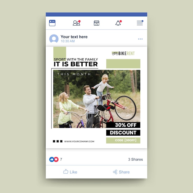 Modèle de publication de sport Facebook avec photo