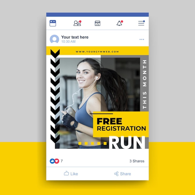 Vecteur gratuit modèle de publication de sport facebook