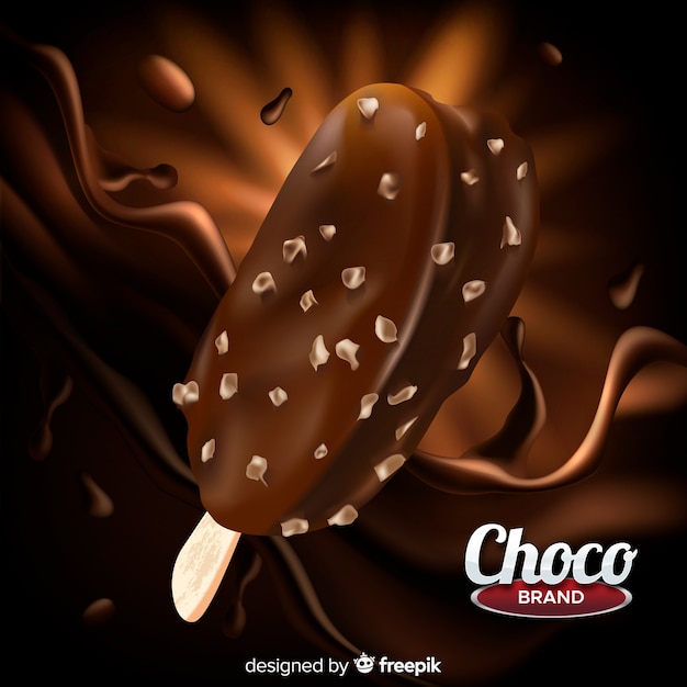 Modèle publicitaire de glace au chocolat