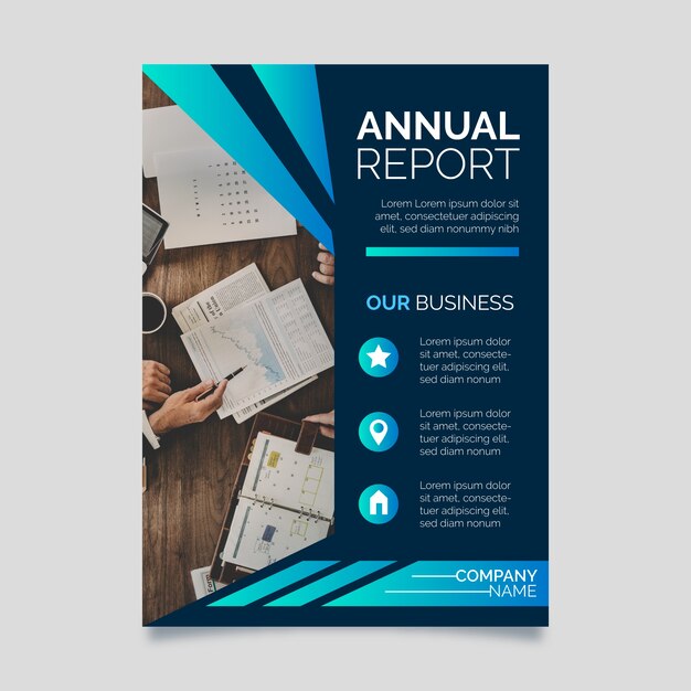 Modèle de rapport annuel abstrait avec photo
