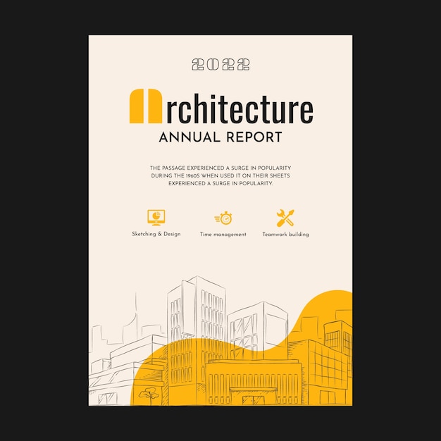 Vecteur gratuit modèle de rapport annuel d'architecte dessiné à la main