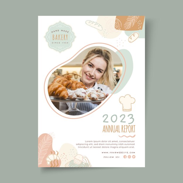 Modèle de rapport annuel de boulangerie dessiné à la main