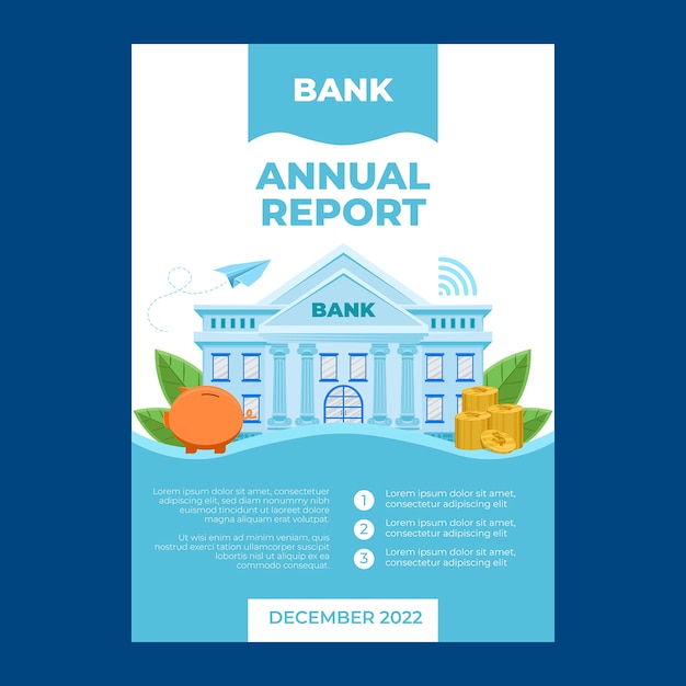 Vecteur gratuit modèle de rapport annuel de concept de service bancaire