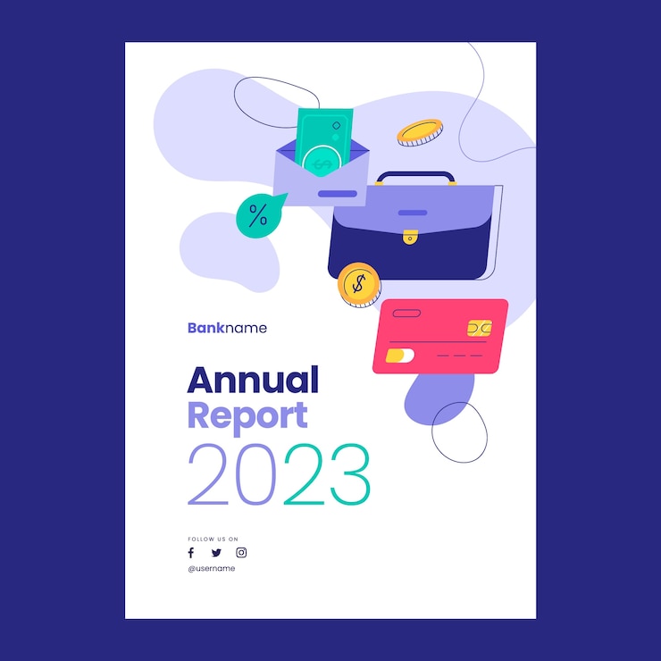 Vecteur gratuit modèle de rapport annuel de concept de service bancaire