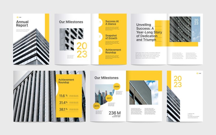 Vecteur gratuit modèle de rapport annuel dessiné à la main