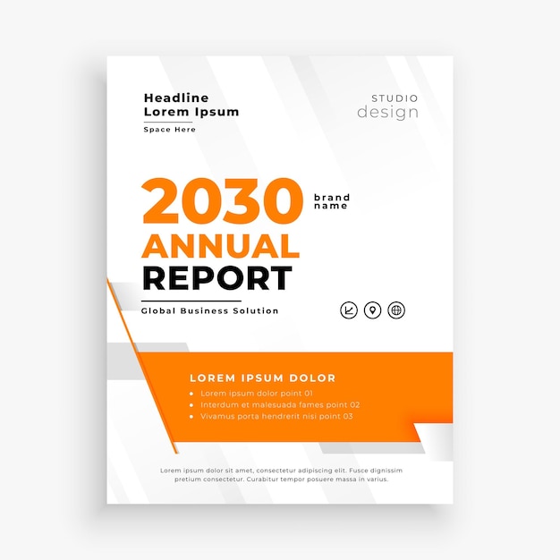 Vecteur gratuit modèle de rapport annuel d'entreprise en couleur orange
