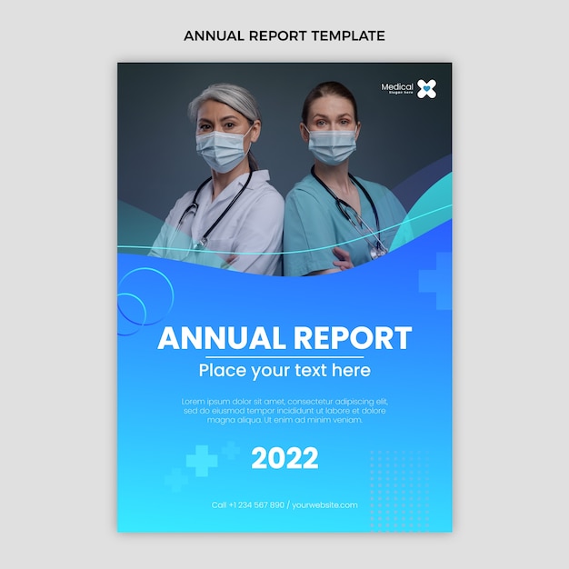 Vecteur gratuit modèle de rapport annuel médical dégradé