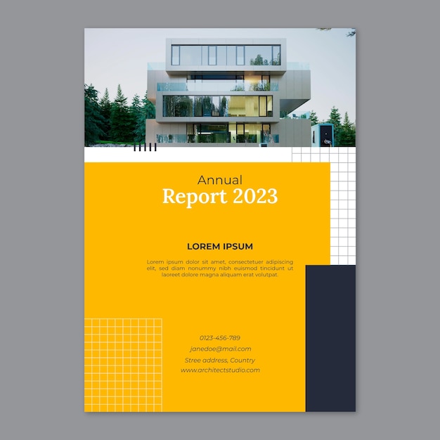 Vecteur gratuit modèle de rapport annuel de service d'architecte plat