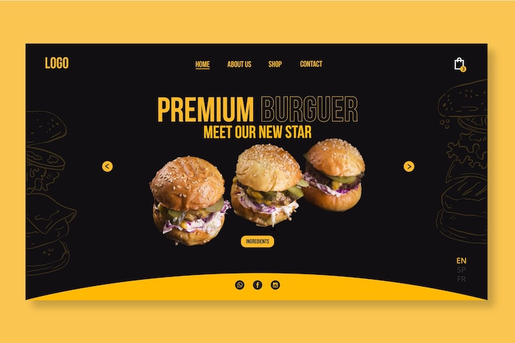 Vecteur gratuit modèle de réseau alimentaire américain avec photo de hamburger