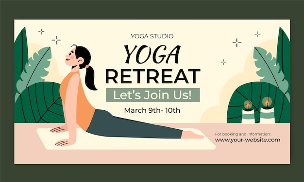 Vecteur gratuit modèle de retraite de yoga dessiné à la main