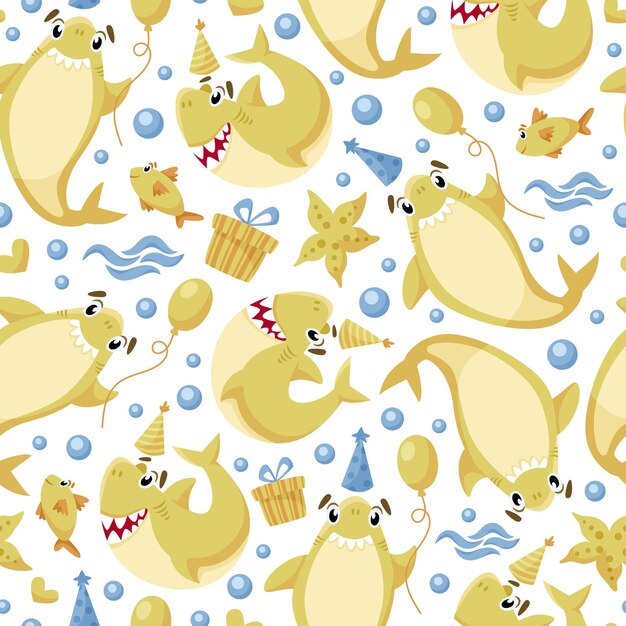 Modele D Invitation D Anniversaire Pour Enfants Avec Requin Vecteur Gratuite