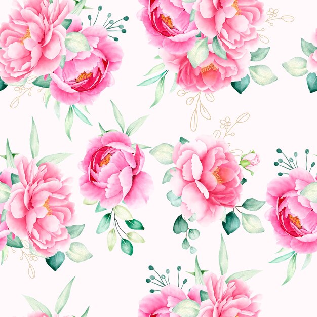 modèle sans couture aquarelle roses et pivoines