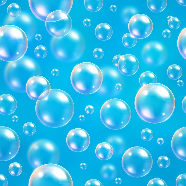 Modèle sans couture de bulles sur bleu