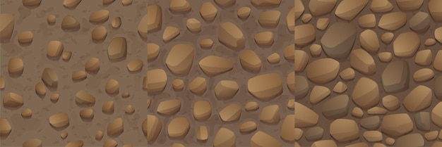 Vecteur gratuit modèle sans couture de cailloux de texture de pierres de jeu