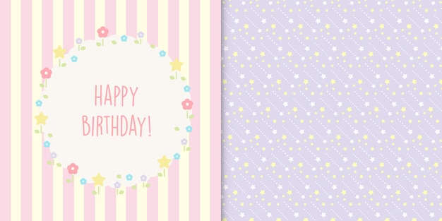 Modele Sans Couture Carte Et Etoiles Floral Mignon Joyeux Anniversaire Vecteur Premium Modele Sans Couture Carte Et Etoiles Floral Mignon Joyeux Anniversaire Vecteur Premium