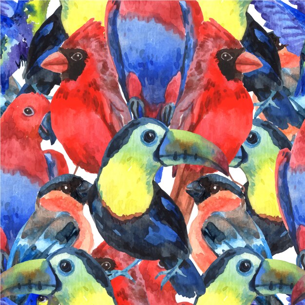 Modèle sans couture de composition colorée d&#39;oiseaux tropicaux pour l&#39;impression d&#39;écran avec des perroquets