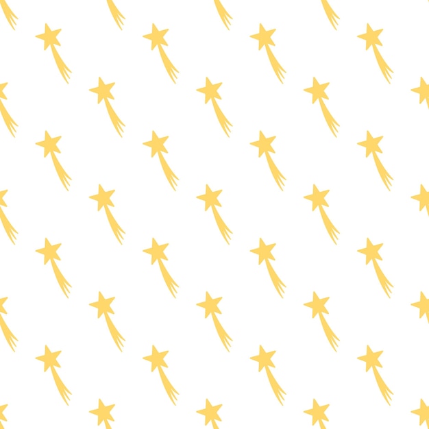 Modèle Sans Couture D'étoiles Avec Une Queue. Fond Transparent Avec Des étoiles Filantes. Motif D'étoiles Pour L'emballage, L'arrière-plan, Les Marchandises, Les Textiles. Illustration Vectorielle Vecteur Premium