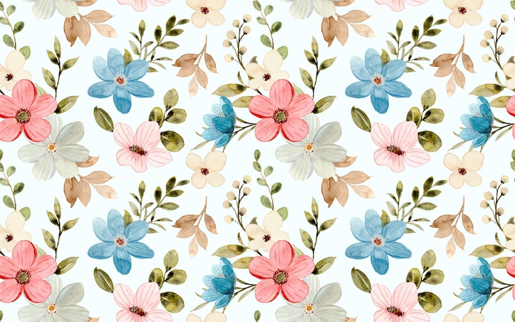 Vecteur gratuit modèle sans couture de fleurs sauvages aquarelles colorées