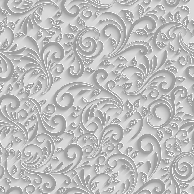 Vecteur gratuit modèle sans couture floral 3d de papier, fond de papier de vecteur