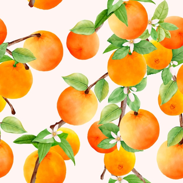 Vecteur gratuit modèle sans couture de fruits orange dessinés à la main